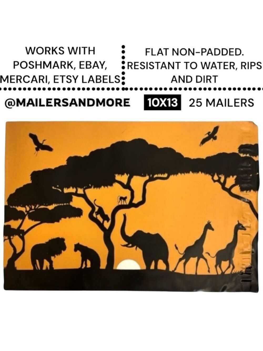 25 10X13 Poly Mailers Safari, Elephant, Giraffe PRICE IS FIRM Fall - Picture 2 of 12